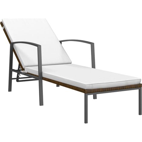 vidaXL Garden Sun Lounger with Cushion Poly Rattan Brown (1/5)