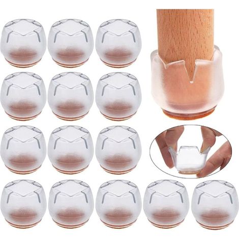 Protectores para patas de silla (16 piezas), almohadillas redondas de 21-25 mm, protectores de silicona para patas de silla para proteger los suelos de arañazos y ruidos, tapas para patas de silla - C