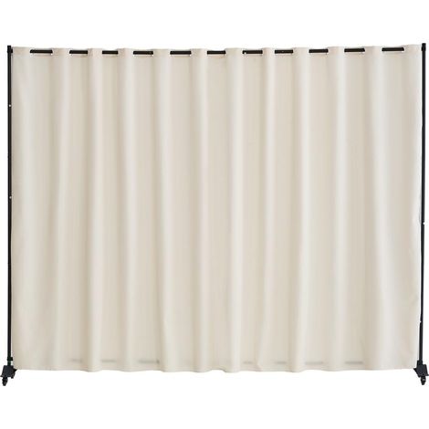 Grand Format 308,5x245,5 cm sur Roulettes Créez Votre Intimité Paravent Séparateur de Pièce Tissu Bureau Maison Beige (1/5)