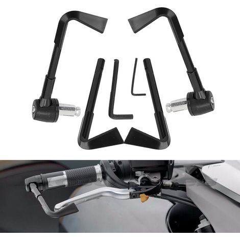Protection de poignées de moto CNC pour leviers de frein et guidon (noir) (1/5)