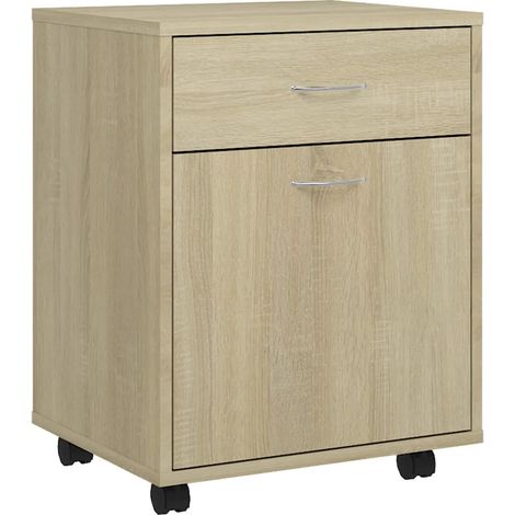 Armoire à roulettes moderne pratique rangement 45 x 38 x 54 cm en bois d'ingénierie chêne sonoma (1/5)