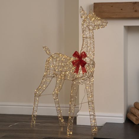 1.1m Gold Elegance Twist Light Up Christmas Doe with 300 Warm White LEDs (1/5)