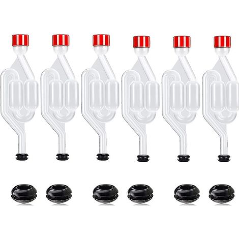 Kit de barboteur pour le brassage, 6 barboteurs et 12 joints d'étanchéité, barboteur en plastique pour la fermentation du vin, de la bière et du vin. (1/5)
