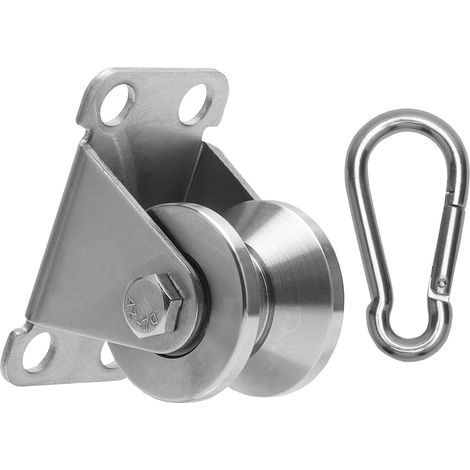 Poulie en acier inoxydable avec 2 roulements à billes - Poulie en V de 32 mm pour câble en acier de 10 mm - Kit avec mousquetons en acier inoxydable 304 - Poulie de 250 kg pour fitness, bricolage (1/5)