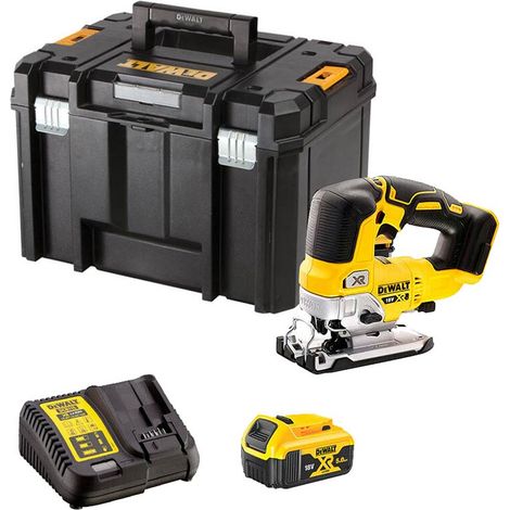 DeWalt DCS334P1 Cordless 18V XR Brushless Top Handle Jigsaw With 1x 5Ah Battery, Charger And Carry Case