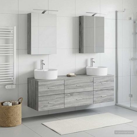 vidaXL Bathroom Furniture Set 5 pcs Grey Sonoma (1/5)