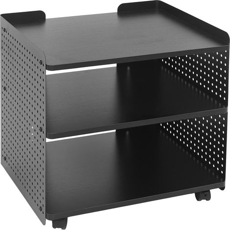 Support d’Imprimante à 3 Niveaux avec roulettes, Noir, Table d'Imprimante 50x39x50 cm Meuble de Rangement Bureau Charge 40kg, Chariot Mobile pour Imprimante, Scanner et Papier (1/5)