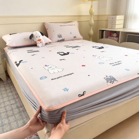 Tapis de lit rafraîchissant drap-housse 150x200 cm avec 2 taies d'oreiller Compagnons Joyeux 2 kg 150cm 200cm réf 7565 2 kg – Livraison gratuite