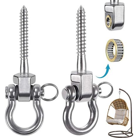 2 ganci girevoli a 180° per carichi pesanti, ganci da soffitto per carichi pesanti, ganci per amaca in acciaio inox, supporti per amaca e altalena con viti (adatti per sacchi da boxe), capacità di car (1/4)