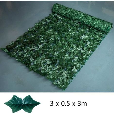Clôture de lierre artificiel - 3 m x 0.5 m x 3 - Vert - Haie de protection contre les UV - Pour décoration de jardin, fête, mariage (1/3)