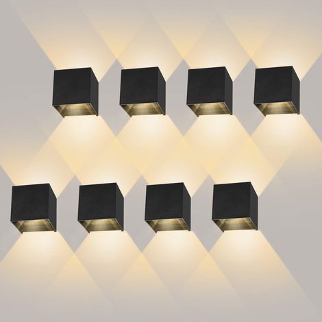 AIDUCHO 8 Pack Applique Murale Interieur/Exterieur 12w Avec Angle De Faisceau Réglable Appliques Murales Led 2700-3000k Blanc Chaud Lampe Murale Etanche Ip65 Applique Noire Pour Salon Chambre (1/5)