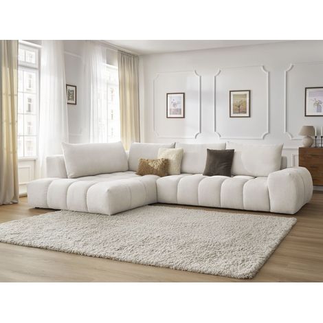 Bobochic – Canapé d'angle fixe 4 places – Tissu texturé déperlant – Longueur 352cm – Largeur 210cm – Confort moelleux – Fabrication Europe (1/5)