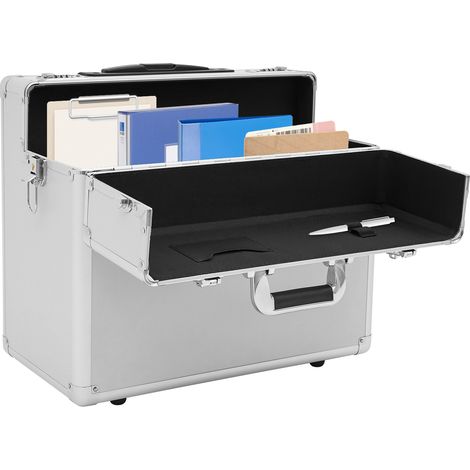 Valise de pilote verrouillable en aluminium avec roulettes - Compartiment pour bureaux, salles de réunion, voyages d'affaires - Valise à roulettes avec poignée télescopique - 48,5 x 39 x 23 cm (1/5)
