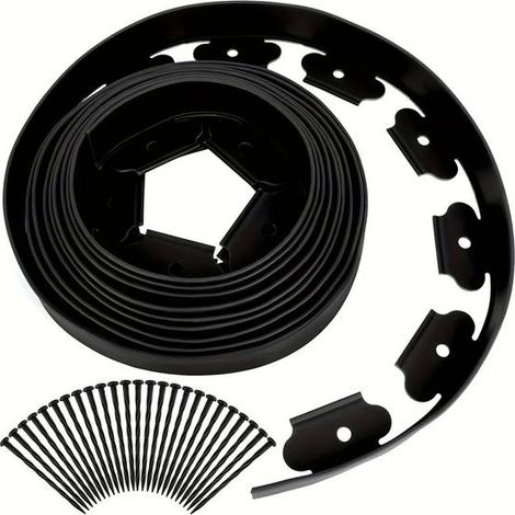 Bordure pelouse 10 m avec 30 clous pour jardin allée parterre extérieur séparation flexible durable