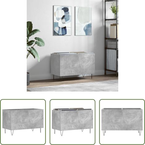 Rangement disques -  Armoire à disques gris béton 74,5x38x48 cm bois d'ingénierie (1/5)