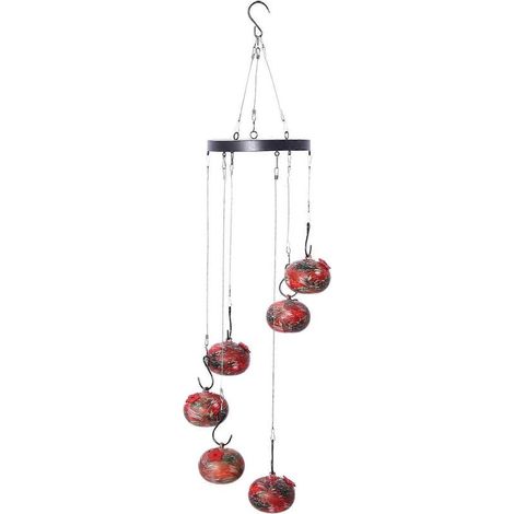 Mangeoires à oiseaux d'extérieur, mangeoires en verre suspendues pour l'extérieur, résistantes aux fourmis et aux abeilles, carillon éolien 2024 C (1/5)
