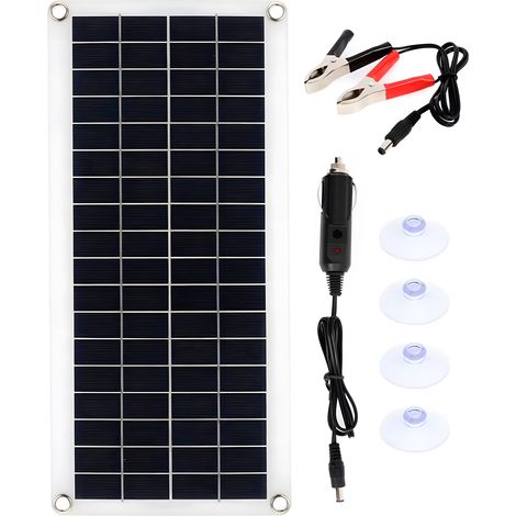 20-W-Solarpanel-Set, 12-V-USB-Anschluss, 100-A-Laderegler, polykristalline Solarzellen für Auto, Yacht, Wohnmobil, Batterieladegerät (1/5)