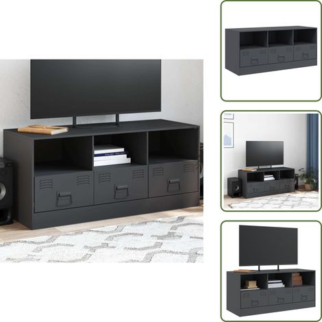 TV-Schrank Anthrazit 99x39x44 cm Stahl - TV-Schrank - Fernsehtisch - Stahlregal - Anthrazit - Wohnzimmermöbel (1/5)