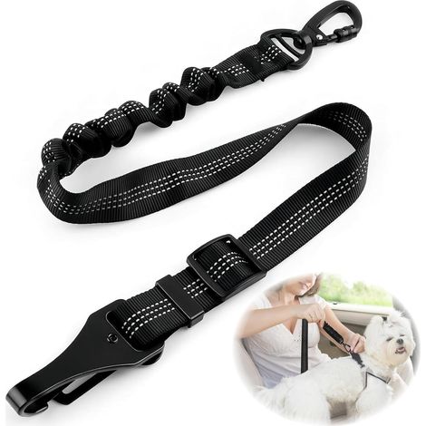 Ceinture Sécurité Chien,3 en 1 Ceinture Chat et Chien avec Double Sécurisé Mousqueton et Absorption Chocs,Réglable,pour Tous Types de Voitures et Tous Les Chats Chiens (1/5)