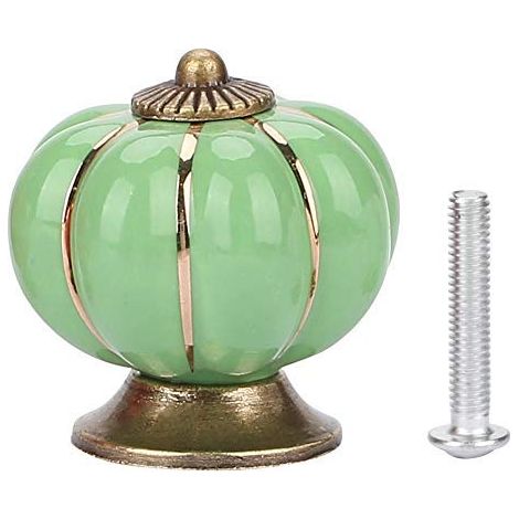 Potiron céramique boutons alliage céramique zinc vintage mignon Cabinet tiroir poignées pour placard commode cuisine meubles chambre des enfants pour Armoire portes meubles maison décoration(vert).