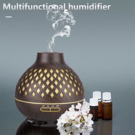 Diffuseur Huiles Essentielle 500ml Avec Télécommande, Humidificateur Ultrasonique LED 7 Couleurs Humidificateur d'Aromathérapie (1/4)