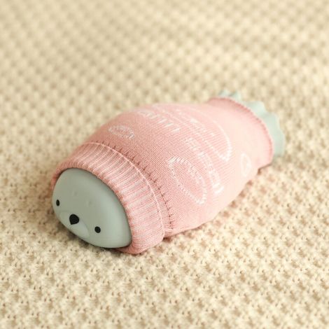 DEESSE SHOP - Bouillotte en silicone, bouillotte d'hiver Warmies avec housse en tricot, bouillotte pour micro-ondes, cadeaux mignons pour enfants adultes, bleu (1/5)