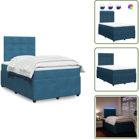 vidaXL Sommier à lattes de lit et matelas bleu 120x190 cm velours