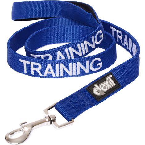 Laisse pour chien en nylon avec code de couleur bleu 1,8 m avec poignée rembourrée extra longue (ne pas déranger) Prévient les accidents en avertissant les autres de votre chien à l'avance. (1/5)