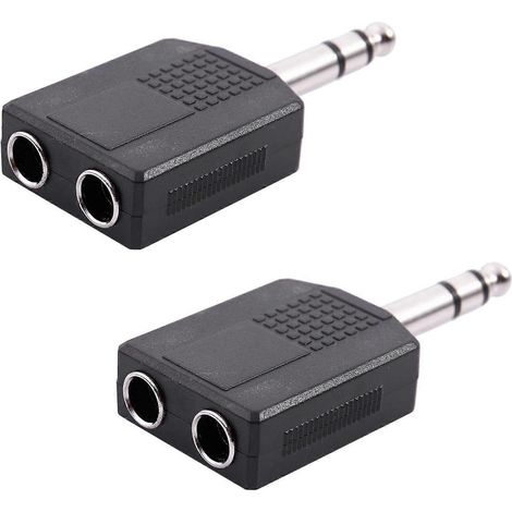Adaptateur répartiteur 2 canaux, prise mâle 6,35 mm vers double prise femelle 6,35 mm (1/5)