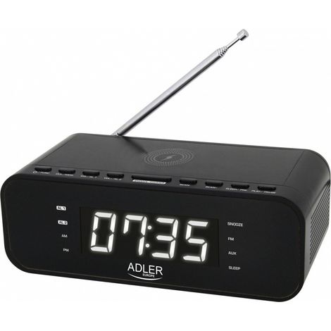 Sveglia Adler AD 1192B Orologio con caricatore wireless W AUX Nero Funzione sveglia (1/5)