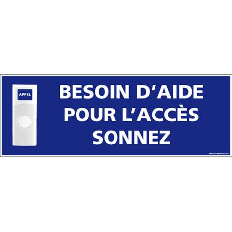 Panneau de signalisation APPEL RAMPE D'ACCES + Sonnette intégrée (G1109) - Plastique PVC 1,5 mm - 350 x 125 mm