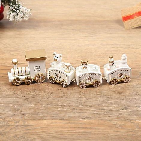 Train de Noël en bois, artisanat en bois, décorations de fenêtre, cadeaux de Noël, Noël, bonne année, blanc (1/5)