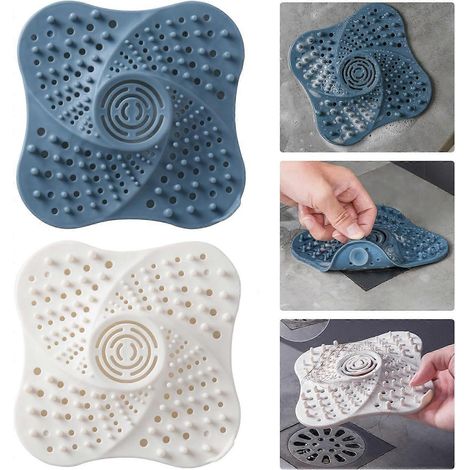 Couvercle de bonde de douche en silicone, protection pour évier de cuisine et baignoire, filtre de douche, siphon, récupérateur de cheveux, lot de 4 (1/5)