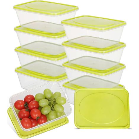 10 Pièces 520 ml Boîte Alimentaires Plastique, Réutilisables Boite Hermétique Alimentaire avec Couvercles, Boîtes de Stockage Aliments pour Congélateur, Micro-ondes, Lave-vaisselle, sans BPA (1/5)