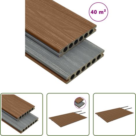vidaXL Bois plastique composite -  Panneaux de terrasse et accessoires WPC Marron/gris 40 m² 4 m (1/5)