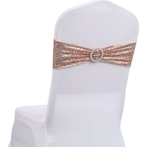 Juego de 10 lazos decorativos de lentejuelas para sillas, ideales para bodas románticas o decoración del hogar.