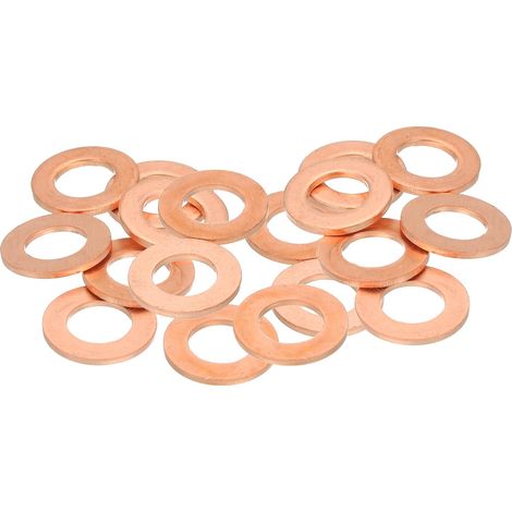 18Pcs Rondelle Métal Plate, M10 Rondelles Cuivre Joint, 10mm ID, 18mm OD, 1.5mm Épaisseur D'Étanchéité Cuivre Kit Rondelles Écrasées Assortiment Pour Boulons Vis Réparation (1/5)