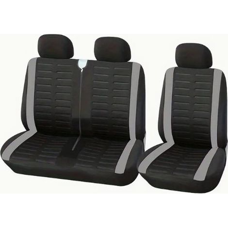 Coprisedili universali per furgoni, adatti alla maggior parte di camion, furgoni per le consegne e autobus, in particolare per modelli con 2+1 sedili anteriori, lavabili, bianco crema. (1/5)