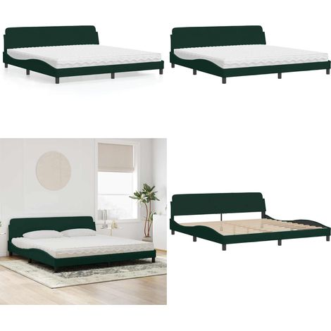 Bett mit Matratze "Dover" Dunkelgrün 200x200 cm Samt - Samtbett - Matratze mit Schaumstoff (1/5)