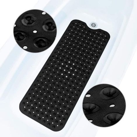 pair Tapis de Baignoire, 100x40cm Extra Long Antibactérien Tapis de Bain Antidérapant , Lavable en Machine Anti-moisissure Matériel de PVC Tapis Douche (1/5)
