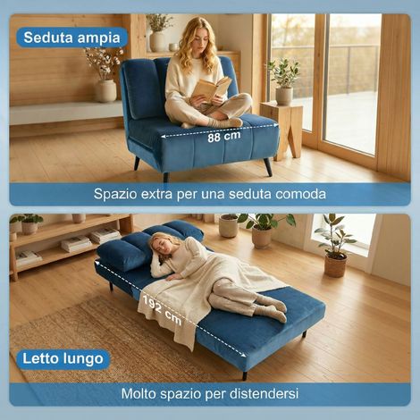Poltrona letto pieghevole bleue à dossier réglable, transformable en couchage (1/5)