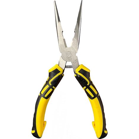 Pince à Bec Long 200mm, Pince demi-ronde avec tranchant, Pince à bec demi rond avec poignées gainées souples, Pince à becs 1/2 ronds Pour le bricolage et les travaux manuels, Pince de coupe (1/4)