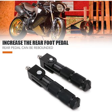Repose-pieds pliables pour motos - En alliage d'aluminium - Mécanisme de pliage à ressort à 90° - Fixations universelles de 8 mm - Repose-pieds antidérapants pour vélos électriques et vélos classiques (1/4)
