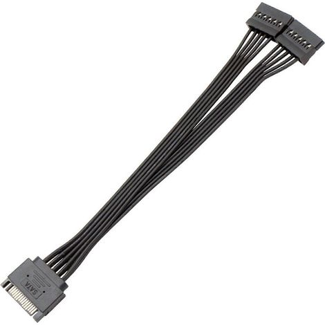 Câble répartiteur en Y gainé avec connecteurs d'alimentation SATA mâles 15 broches vers doubles femelles - 32 cm