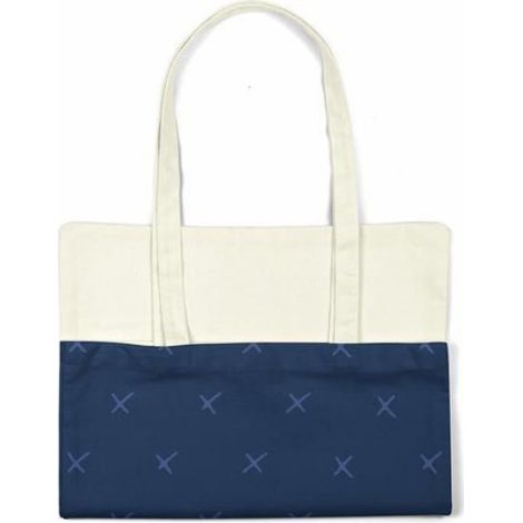 Sac Shopping Coton - Tote Bag Épaule 34 x 40 cm Bleu - Réutilisable Écologique (1/4)
