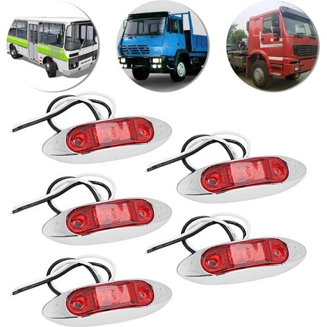 5 Stück 10-30V 3LED Seitenmarkierungsleuchten Auto-Blinker Begrenzungsleuchten (Rot) (1/5)