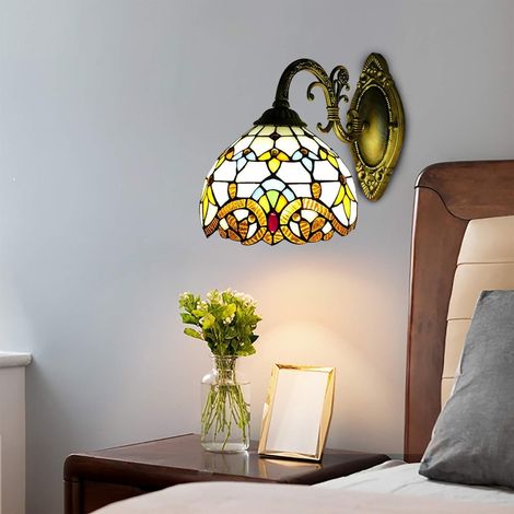 Vintage Style Wall Lamp, Baroque Stained Glass Wall Light, Industrial Vintage Gooseneck Wall Light, Indoor Bedside Lamp for Living Room, Bedroom, Office, Bar, Wall Lighting (1/5)