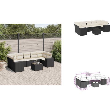 8-tlg. Garten-Sofagarnitur mit Kissen Schwarz Poly Rattan - Gartenmöbel - PE-Rattan Möbel - Outdoor Set - Esstisch - Lounge Set (1/3)