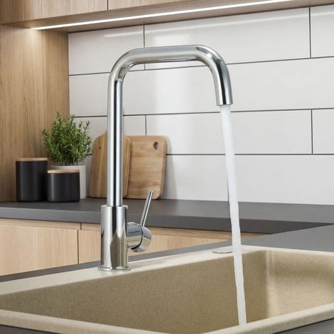 Chromé Mitigeur de Cuisine Robinet de Evier Rotatif à 360 ° Robinet Cuisine en Acier Inoxydable (1/5)