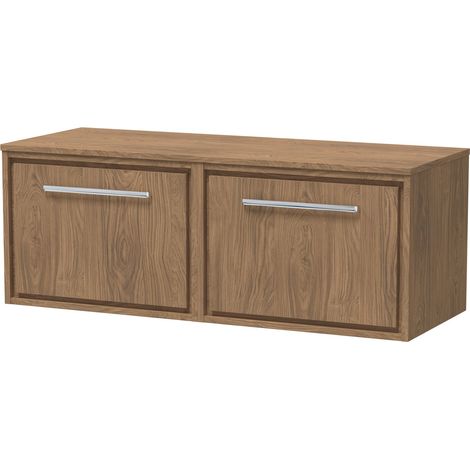 Longnor 1 Drawer Wall Hung Vanity Unit with Worktop, Antique Oak, 600mm (1/4)